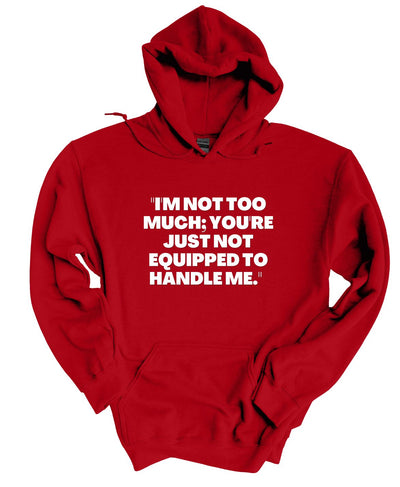 I'm not to much you're just not equipped to handle me Hoodie